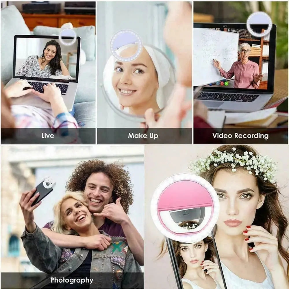 Rechargeable LED ring light with phone clip for iPhone Samsung Xiaomi — image 5
