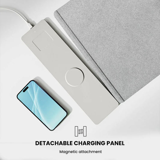 PowerMat XL extended desk pad with hidden 15W Qi wireless charging zone