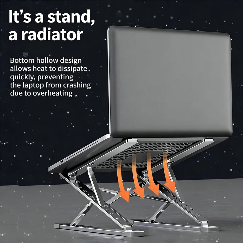 AirLift adjustable laptop stand with six height settings for ergonomic typing
