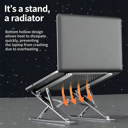 AirLift adjustable laptop stand with six height settings for ergonomic typing