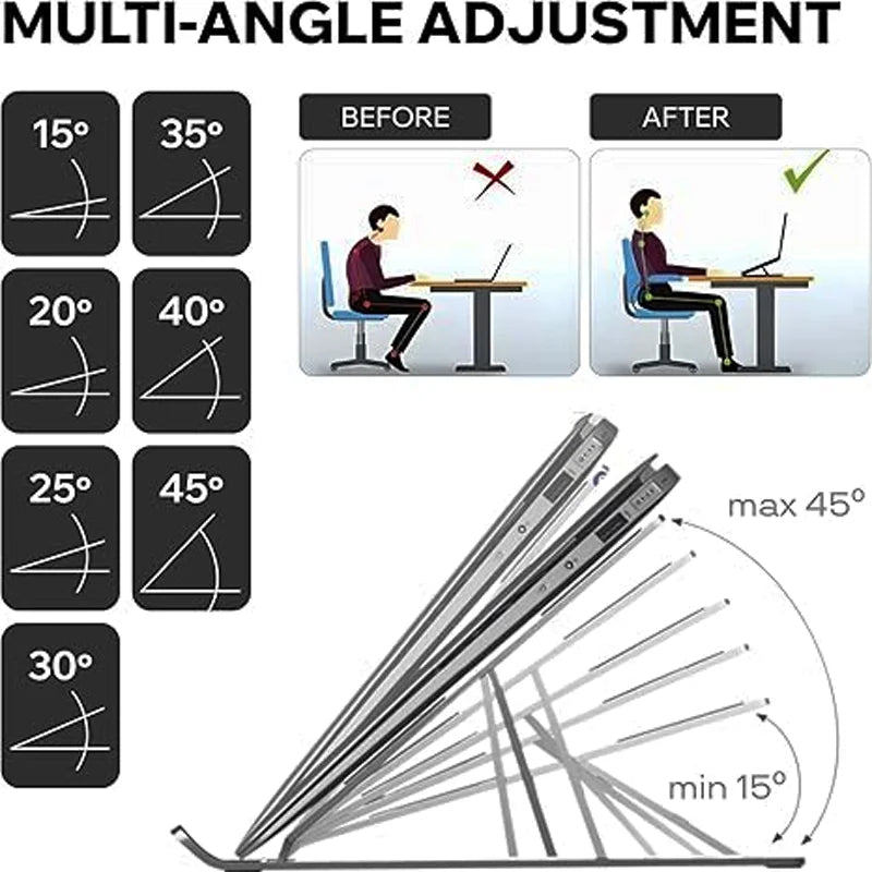 Adjustable aluminum laptop stand N3 N8 for MacBook tablet foldable cooling pad — image 4