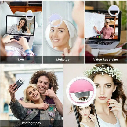 Rechargeable LED ring light with phone clip for iPhone Samsung Xiaomi — image 5