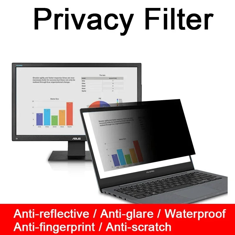 BlackShield laptop privacy filter demonstrating 60-degree viewing angle protection