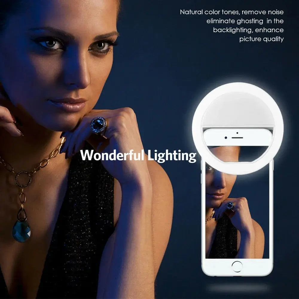 Rechargeable LED ring light with phone clip for iPhone Samsung Xiaomi — image 4