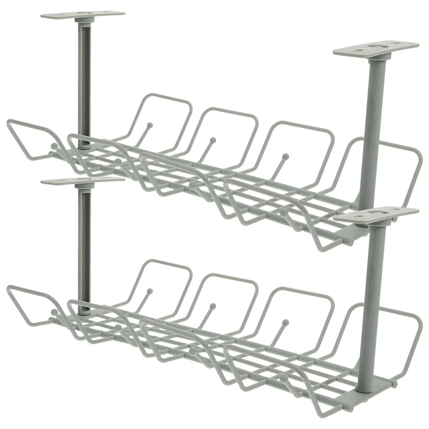TidyDesk magnetic under-desk cable management tray installed beneath workspace