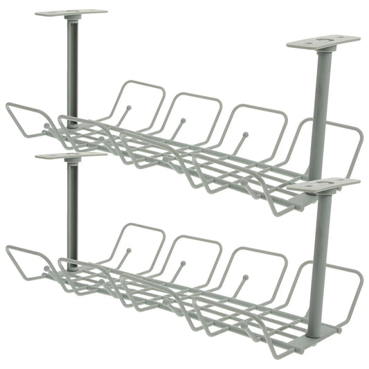 TidyDesk magnetic under-desk cable management tray installed beneath workspace