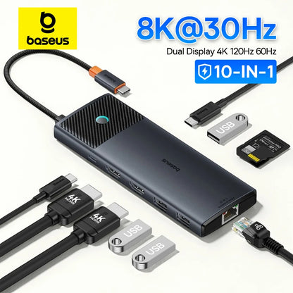 DockHub Pro 10-in-1 USB-C docking station with dual HDMI and Ethernet ports