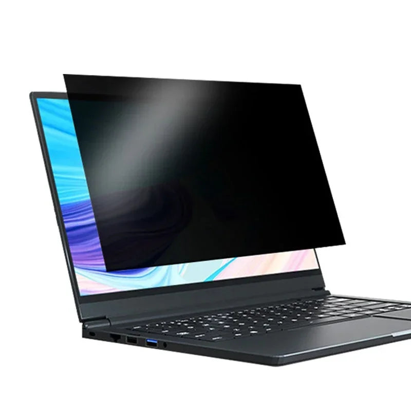 BlackShield magnetic privacy screen attached to 15.6 inch laptop display