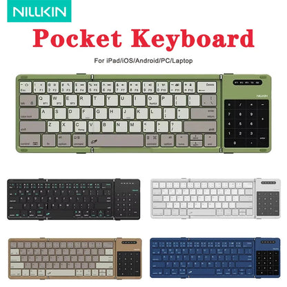 FoldKey foldable Bluetooth keyboard with built-in trackpad open on desk