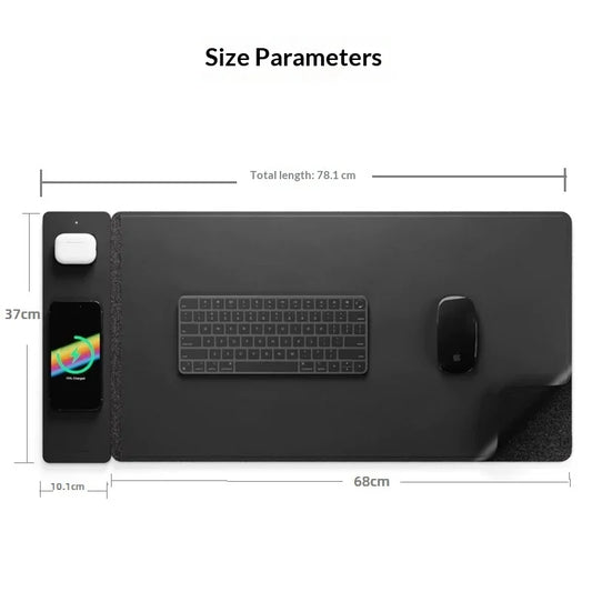 PowerMat XL wireless charging desk mat 900x400mm with phone charging on pad